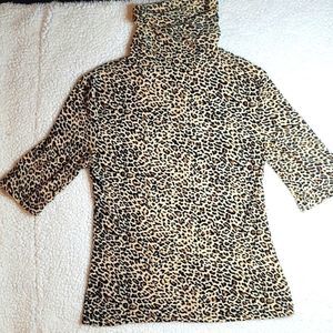 Shein Turtle Neck Leopard Top Size M